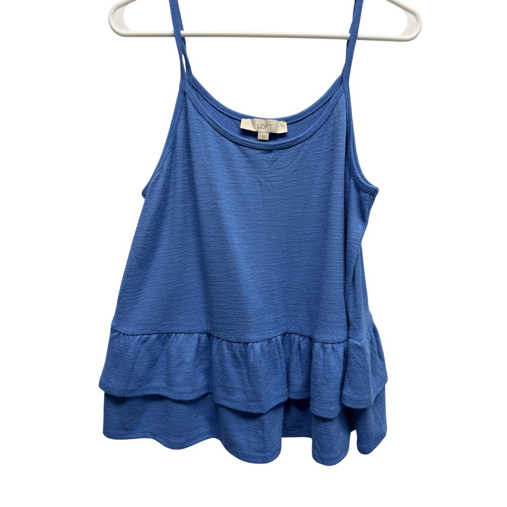 Loft Super Soft Gorgeous Blue Ruffle Tiered Tank Top‎ Large